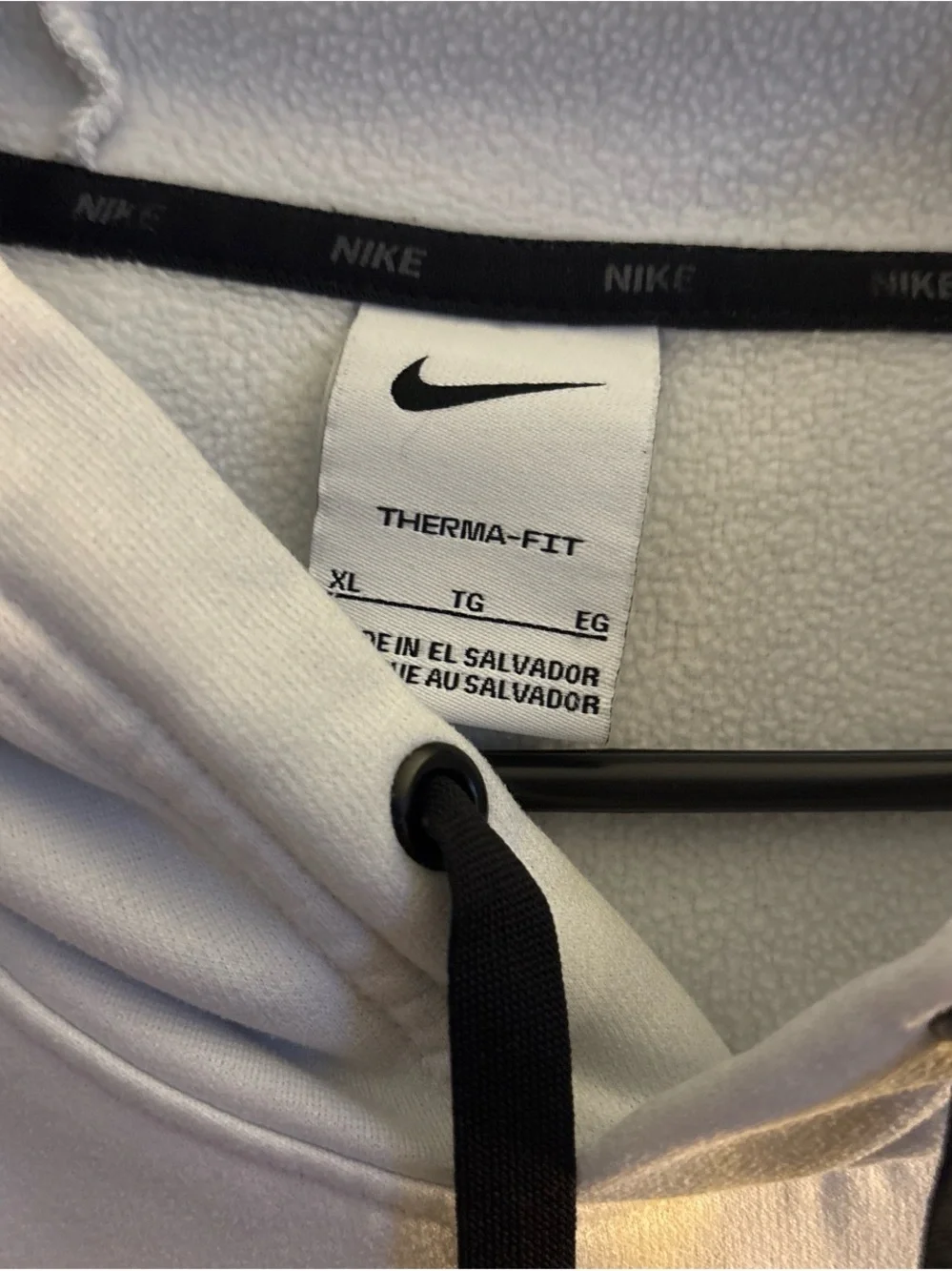 Nike White Therma-FIT Pullover Hoodie with Black Logo